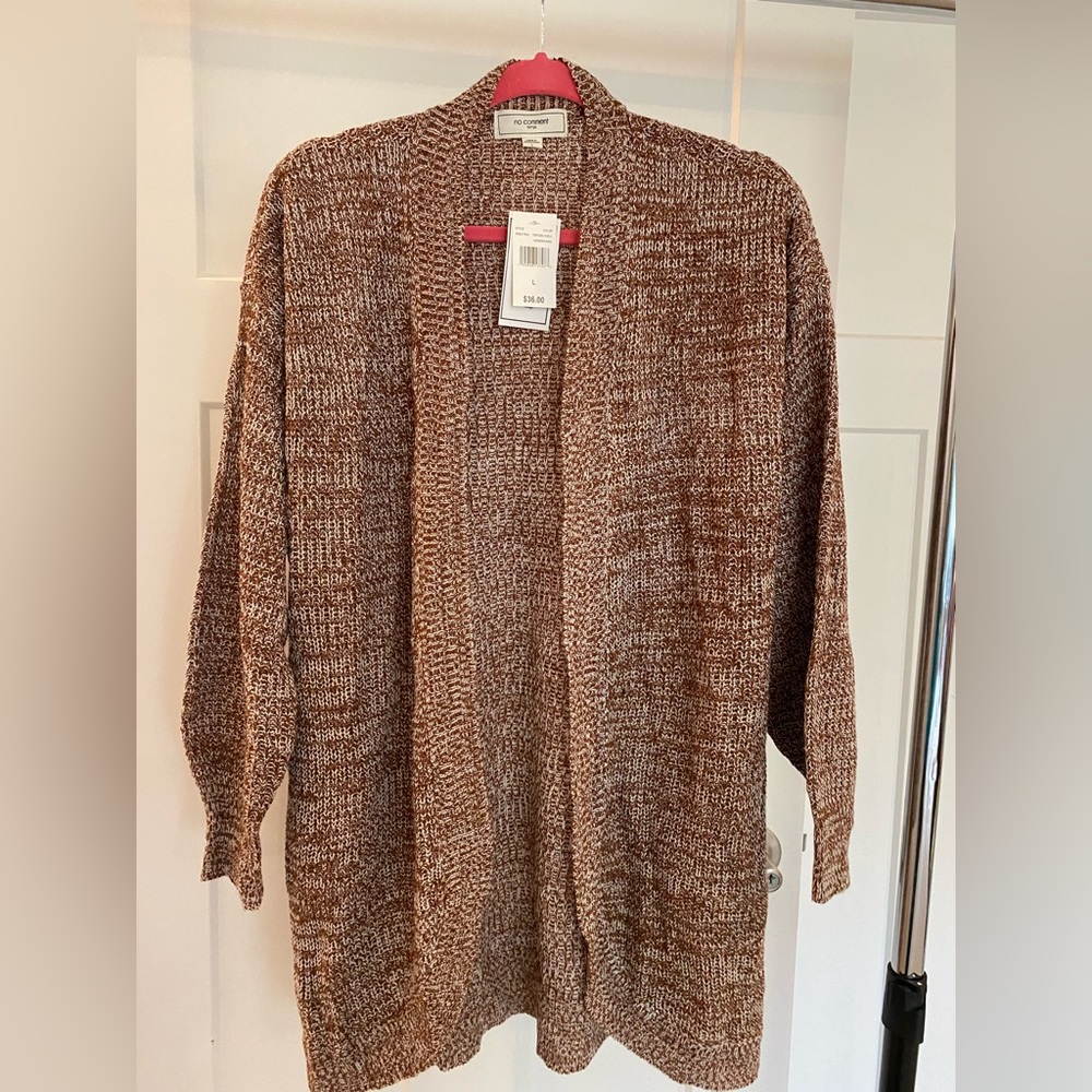 Maroon Brown Marbled Cardigan. New with tags. Size Large